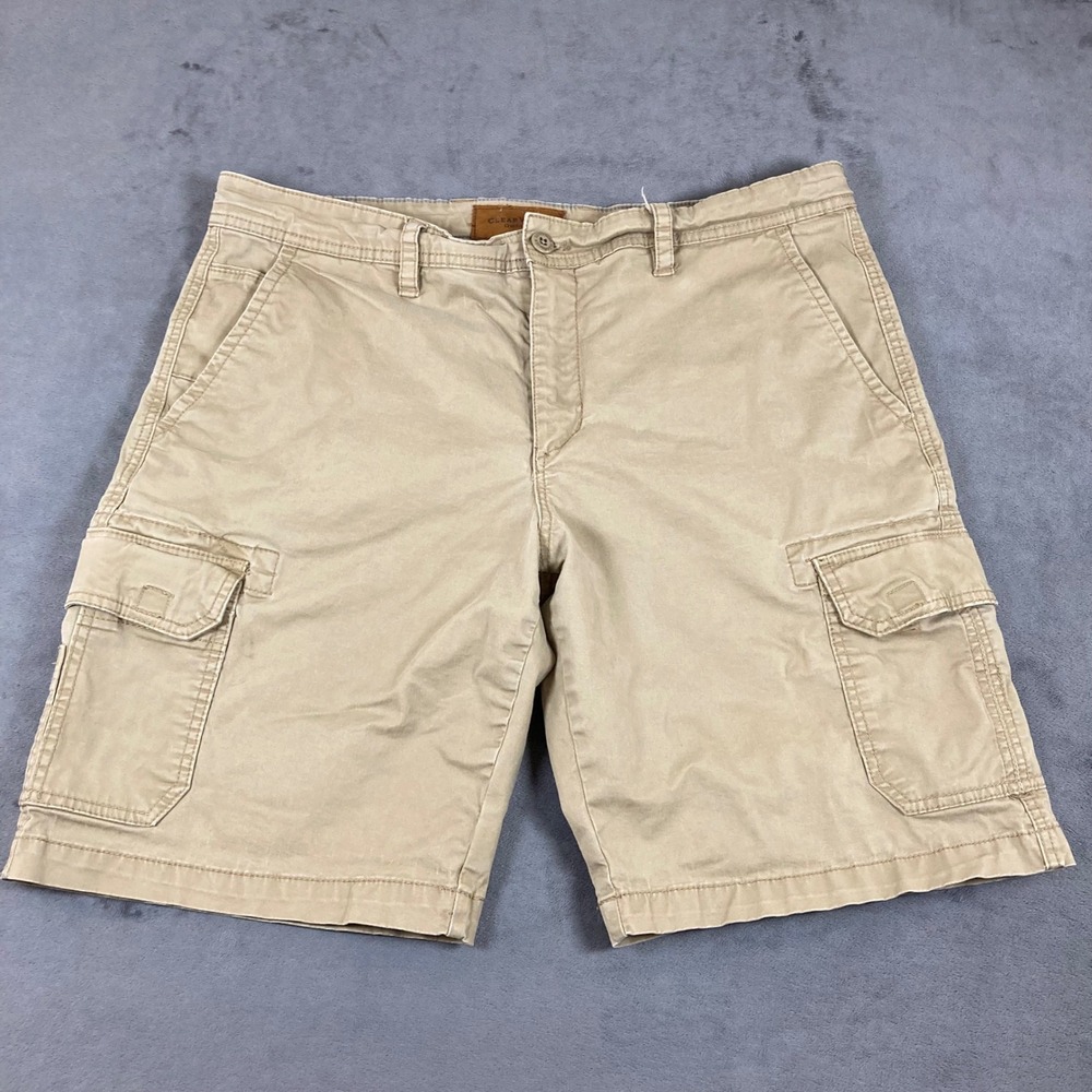 Clearwater Outfitters Mens 36W Cargo Shorts Khaki Tan Cotton Blend